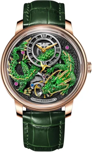 Edition Design The Dragon??s Legacy infection again 5ATM Waterproof Leather Watch Mechanical Watch PINDU Dragon Watches for Men, 3D Dimensional Limited 