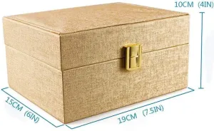egg auxiliary Box - Champagne Gold High-end Velvet Leather Watchbox Gold Beads Jewelry Collection Box Watch 