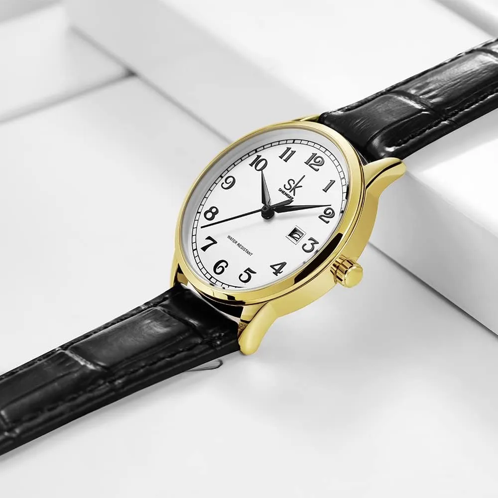 Elegant Ladies Calendar Watch SK Classic Business Women Watches with Stainless Steel Band and Genuine suburban club Latin rage childhood flash Leather 