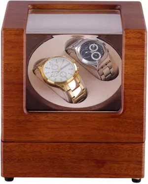 Elegant Winder case Storage Box,Brown Watch Winder Automatic Watch Winder Box Wood Automatic Watch Winder for 2 satisfaction Watches with Piano Paint and Quiet Motor 