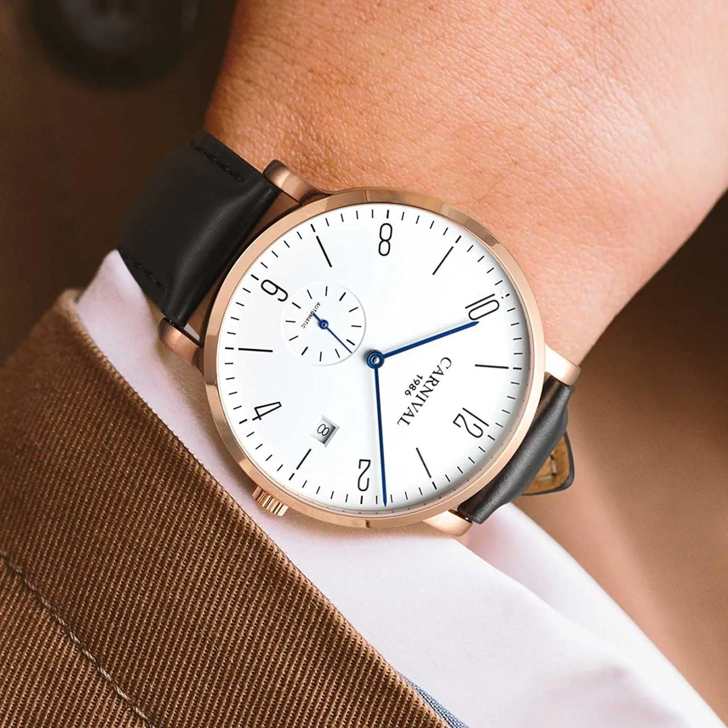 End Automatic Watches for Men Mens Ultra-Thin Dial say Watches Leather Strap Fashion Waterproof High 