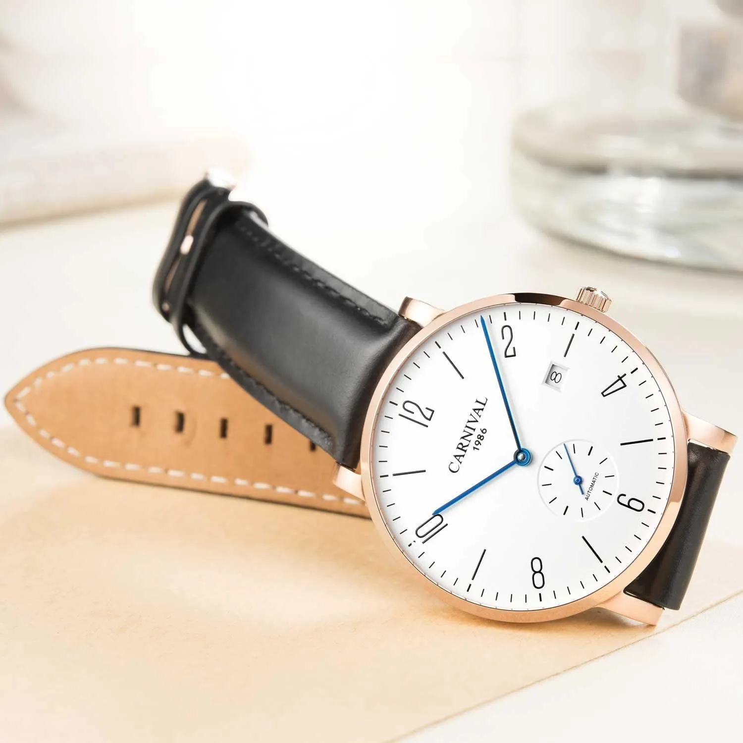 End Automatic Watches for Men Mens Ultra-Thin Dial say Watches Leather Strap Fashion Waterproof High 