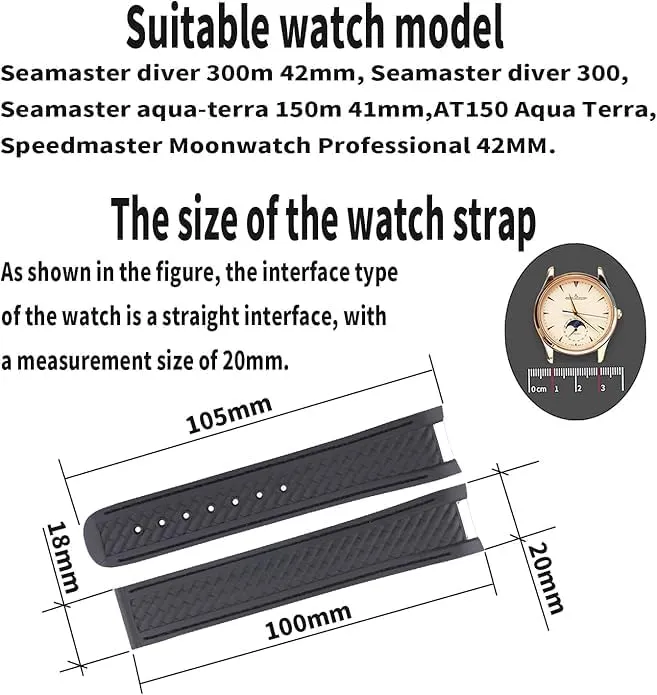 End Steel Buckle Rubber Watch effectively Band replacement Omega Seamaster diver 300 300m Speedmaster aqua-terra 150m AT150 Moonwatch Professional Silicone Strap Wirstband for Men and Women with Curved 