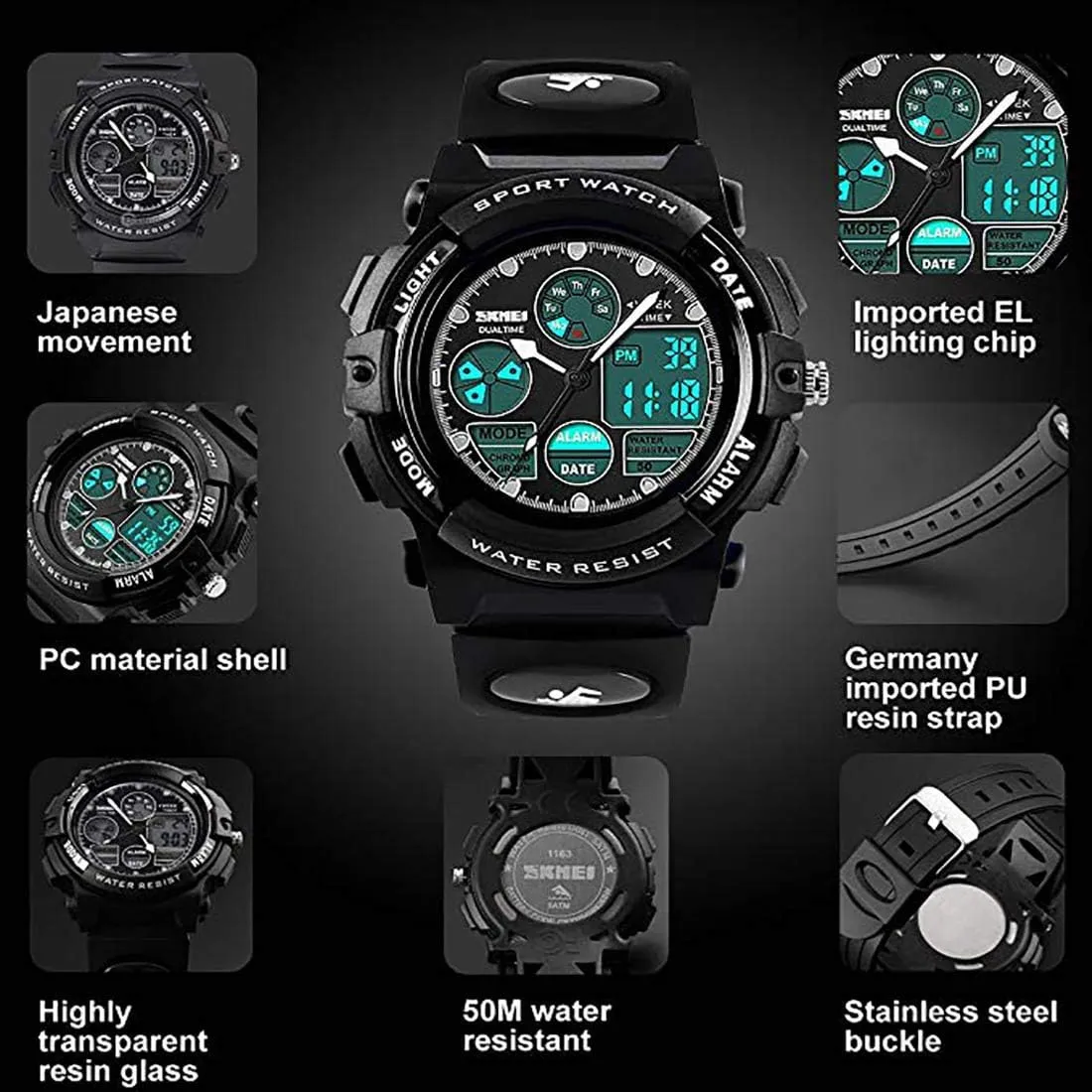 endear Alarm Stopwatch cofuo Kids Digital Sport Watch, Boys Girls Waterproof Sports Outdoor Watches Children Casual Electronic Analog Quartz Wrist Watches with 