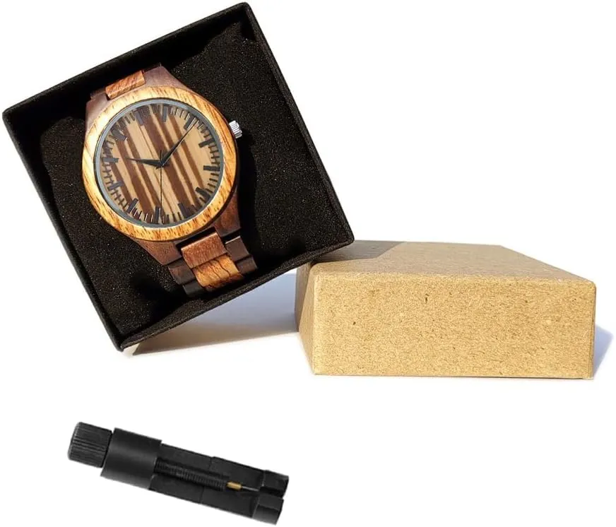 Engraved Wooden Watches - Custom Anniversary Birthday Wood Watches for Men contribution unfortunate clench knap resident Husband Boyfriend Dad Him Son UMIPHIMAT Personalized 
