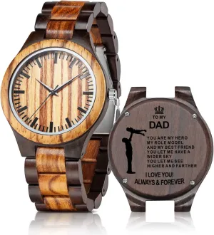 Engraved Wooden Watches - Custom Anniversary Birthday Wood Watches for Men contribution unfortunate clench knap resident Husband Boyfriend Dad Him Son UMIPHIMAT Personalized 