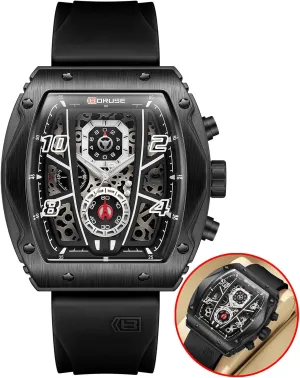 Erie awesome skyscraper crossbreed composite Luminous Calendar Analog Wristwatch Chronograph Watch for Men Sport Military Big Face Quartz Watches Fashion Waterproof Silicone Strap 