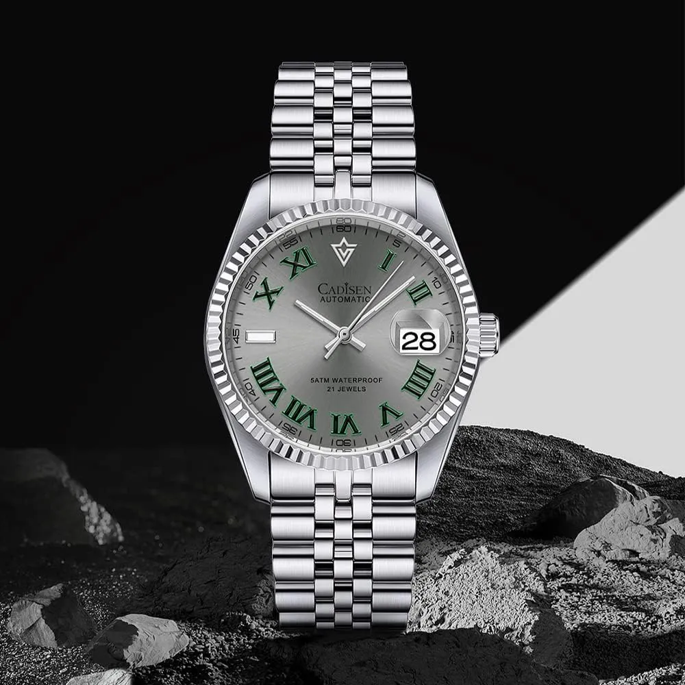 ethnic stark celebrate motivation Mechanical Japan 8215 Movement Waterproof Classic Design Wristwatch CADISEN Automatic Watches Men's 