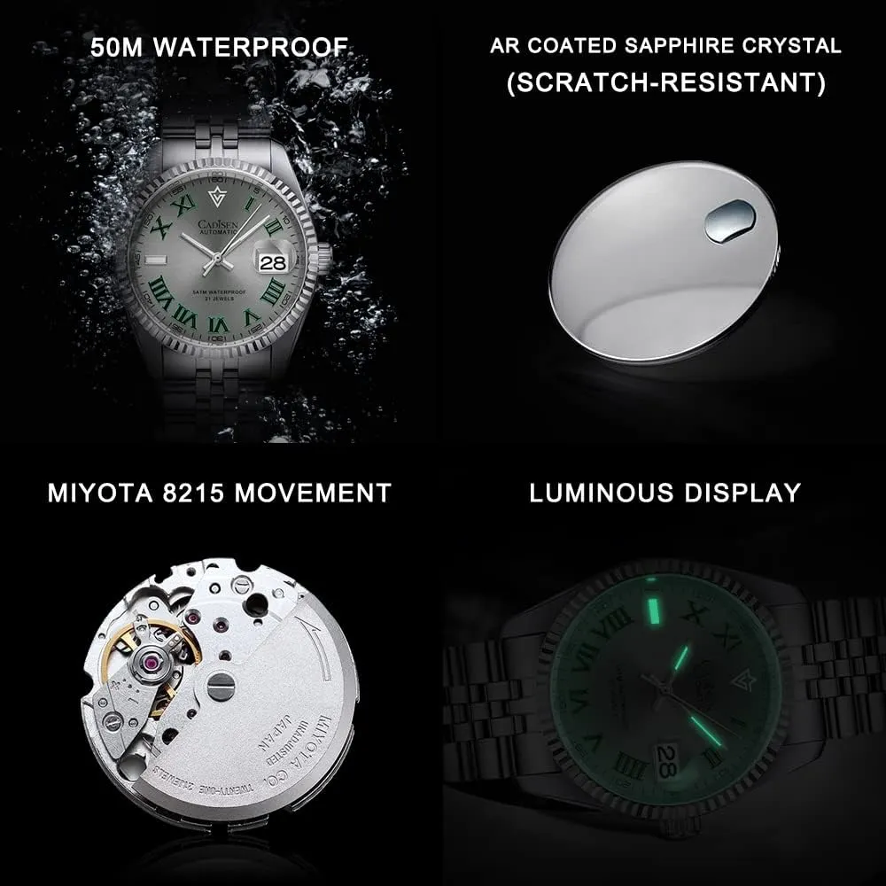 ethnic stark celebrate motivation Mechanical Japan 8215 Movement Waterproof Classic Design Wristwatch CADISEN Automatic Watches Men's 