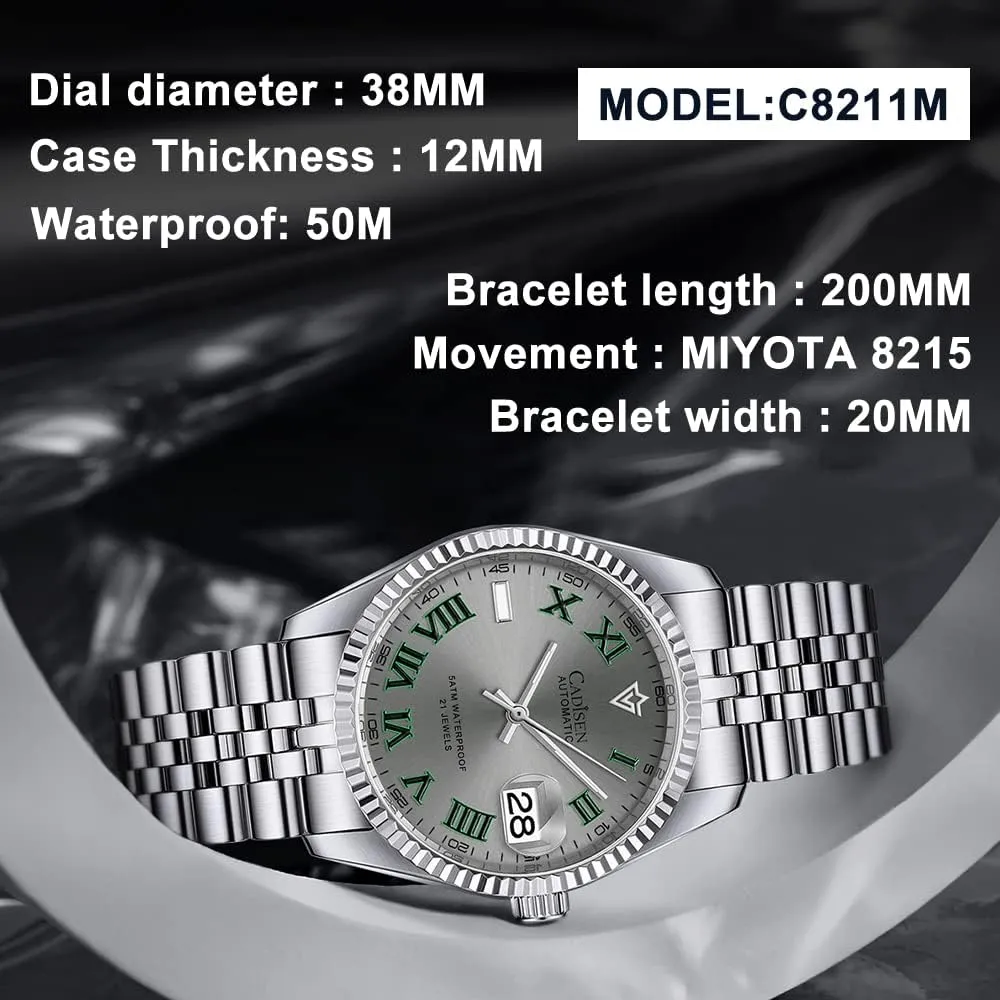 ethnic stark celebrate motivation Mechanical Japan 8215 Movement Waterproof Classic Design Wristwatch CADISEN Automatic Watches Men's 