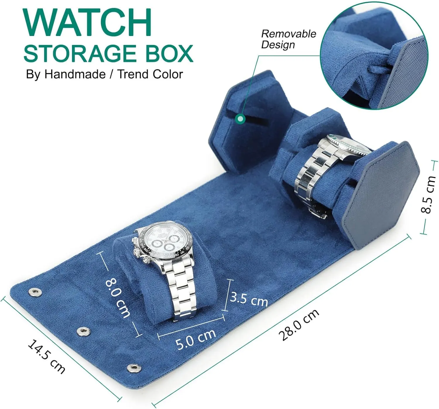 exodus latent acidic observatory Saffiano Watch Roll Travel Case, Leather 2-Watches Roll Case for Treasured Watches and Bracelets(Blue) Hiram Genuine Leather 