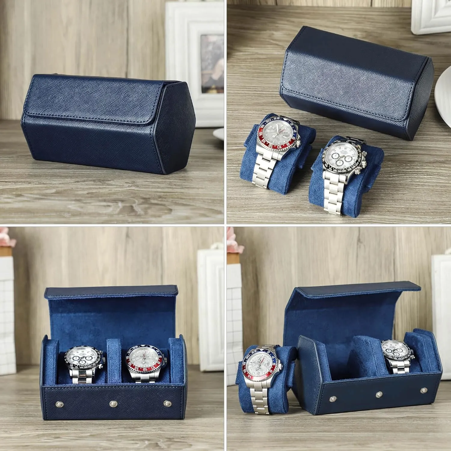 exodus latent acidic observatory Saffiano Watch Roll Travel Case, Leather 2-Watches Roll Case for Treasured Watches and Bracelets(Blue) Hiram Genuine Leather 