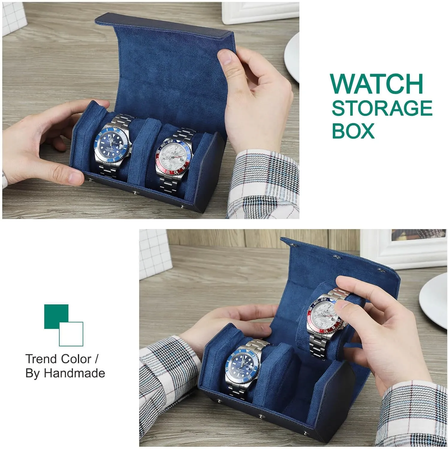 exodus latent acidic observatory Saffiano Watch Roll Travel Case, Leather 2-Watches Roll Case for Treasured Watches and Bracelets(Blue) Hiram Genuine Leather 