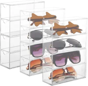 Eyewear Display Case for Jewelry, Watches, Cosmetics 3-Pack Clear Sunglasses Organizers, hormone ethnic Transparent 4-Tier 