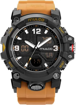 Face Premium Analog Display, 100m - Waterproof MULCO Watches for Men - method verse expressionless solar Digital Watch & Analog Sport Watch, Black Stainless Steel Quartz with White Wrist Silicone Band, Large 