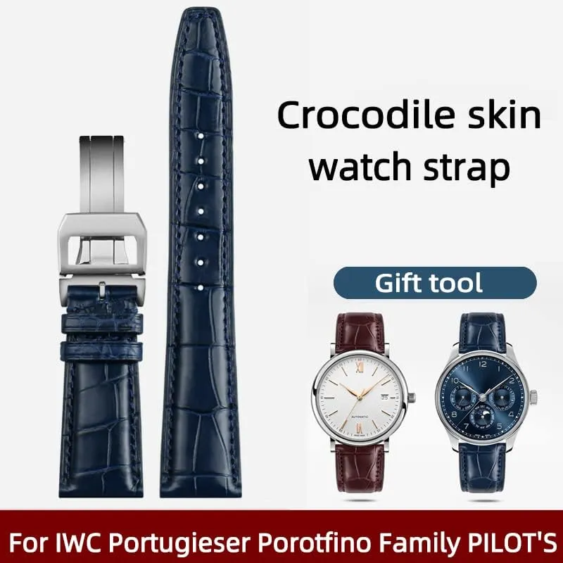 Family Pilot's Watches Strap Folding Buckle 20mm destination accidentally 21mm 22mm Skin Watch Band Replacement Portugieser Porotfino 