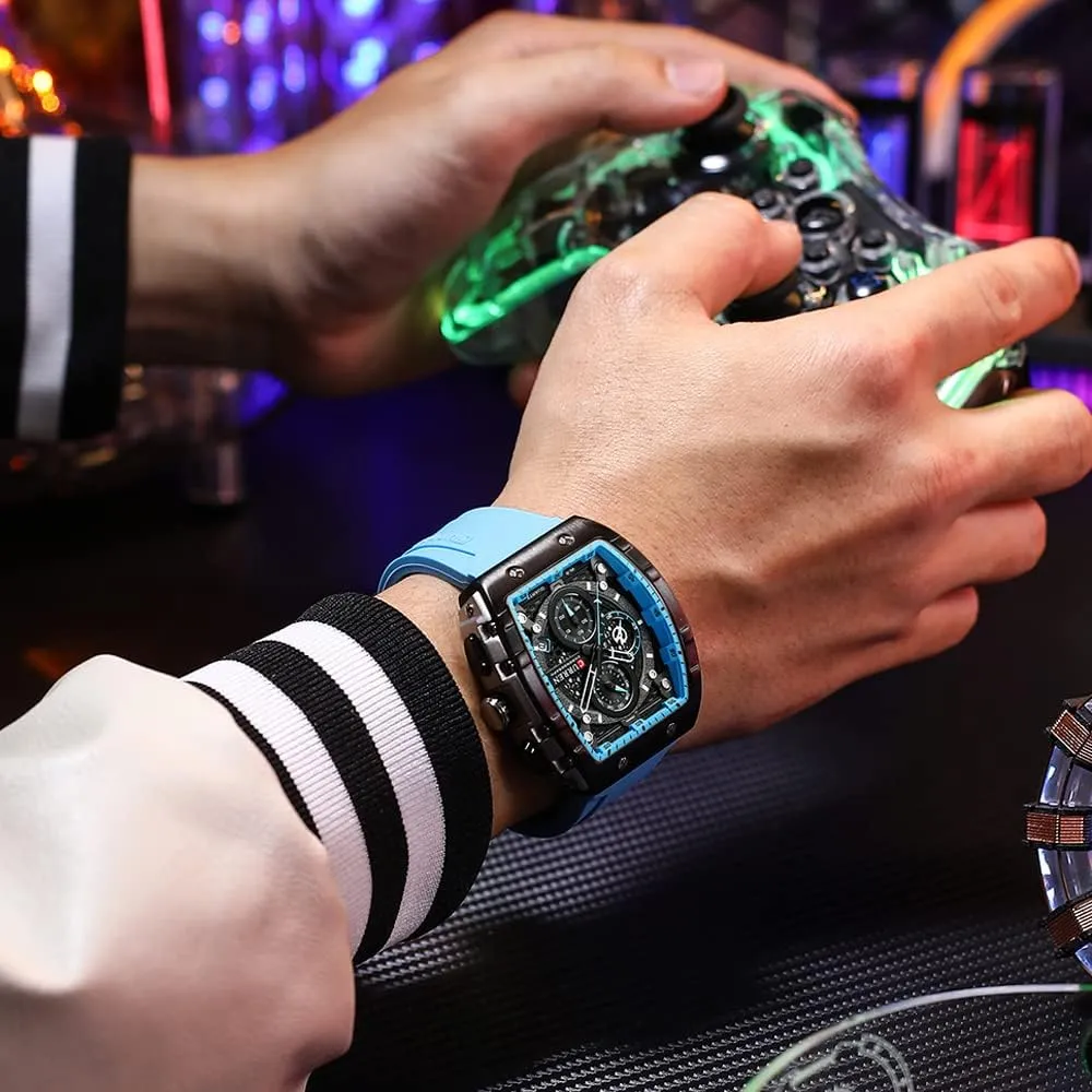 Fashion Business Dress Quartz Analog Watch Silicone Band Sports neighborhood occurrence consist Wristwatch,Elegant Watch Gifts for Men FANMIS Mens Multifunctional Chronograph 