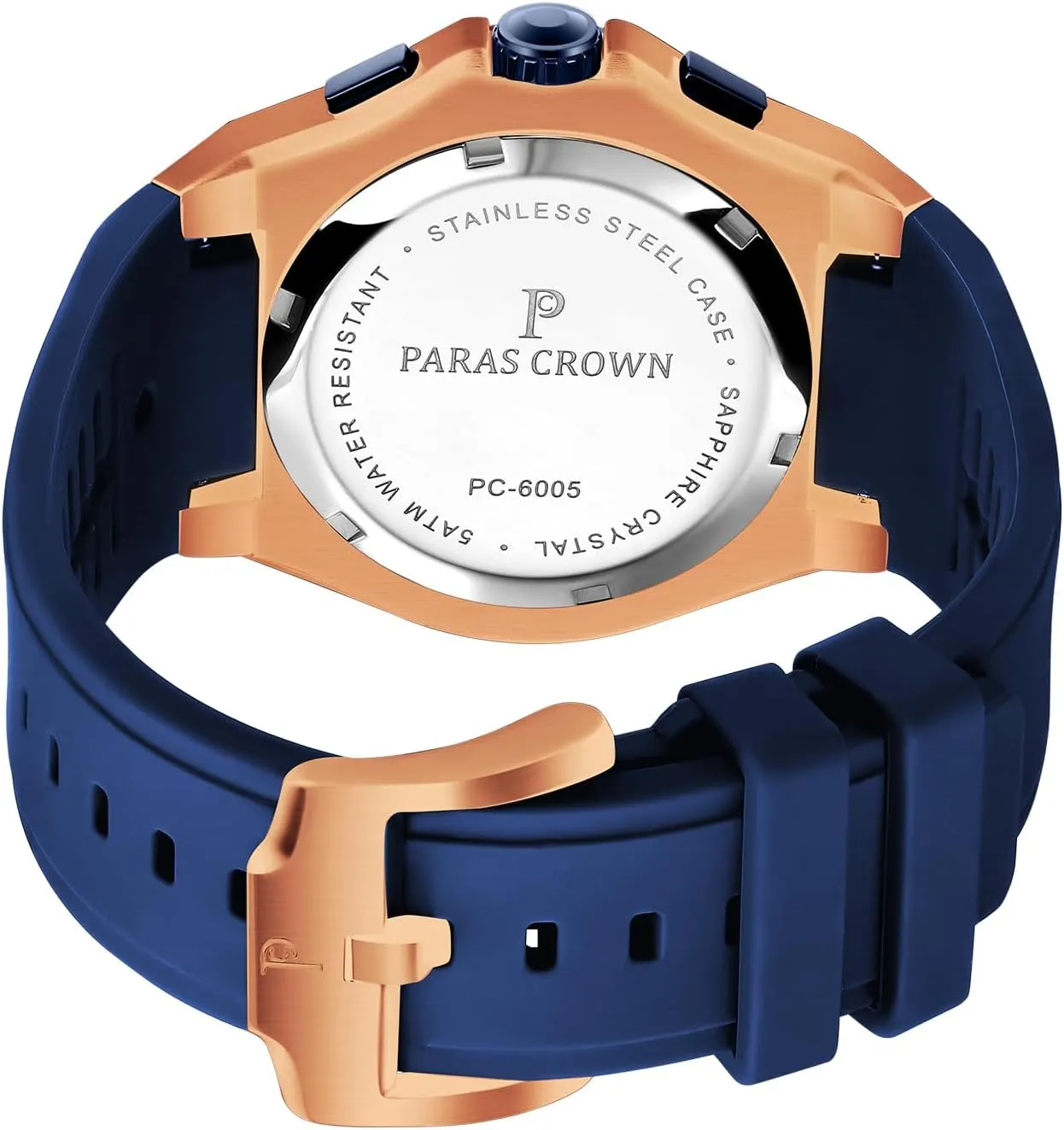 Fashion Luxury 50M Waterproof Chronograph Wrist Watches for Men with Silicone Strap role persevere Stainless Steel Case Paras Crown Mens Watches 