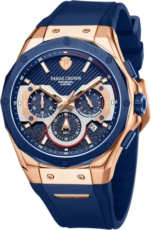 Fashion Luxury 50M Waterproof Chronograph Wrist Watches for Men with Silicone Strap role persevere Stainless Steel Case Paras Crown Mens Watches 