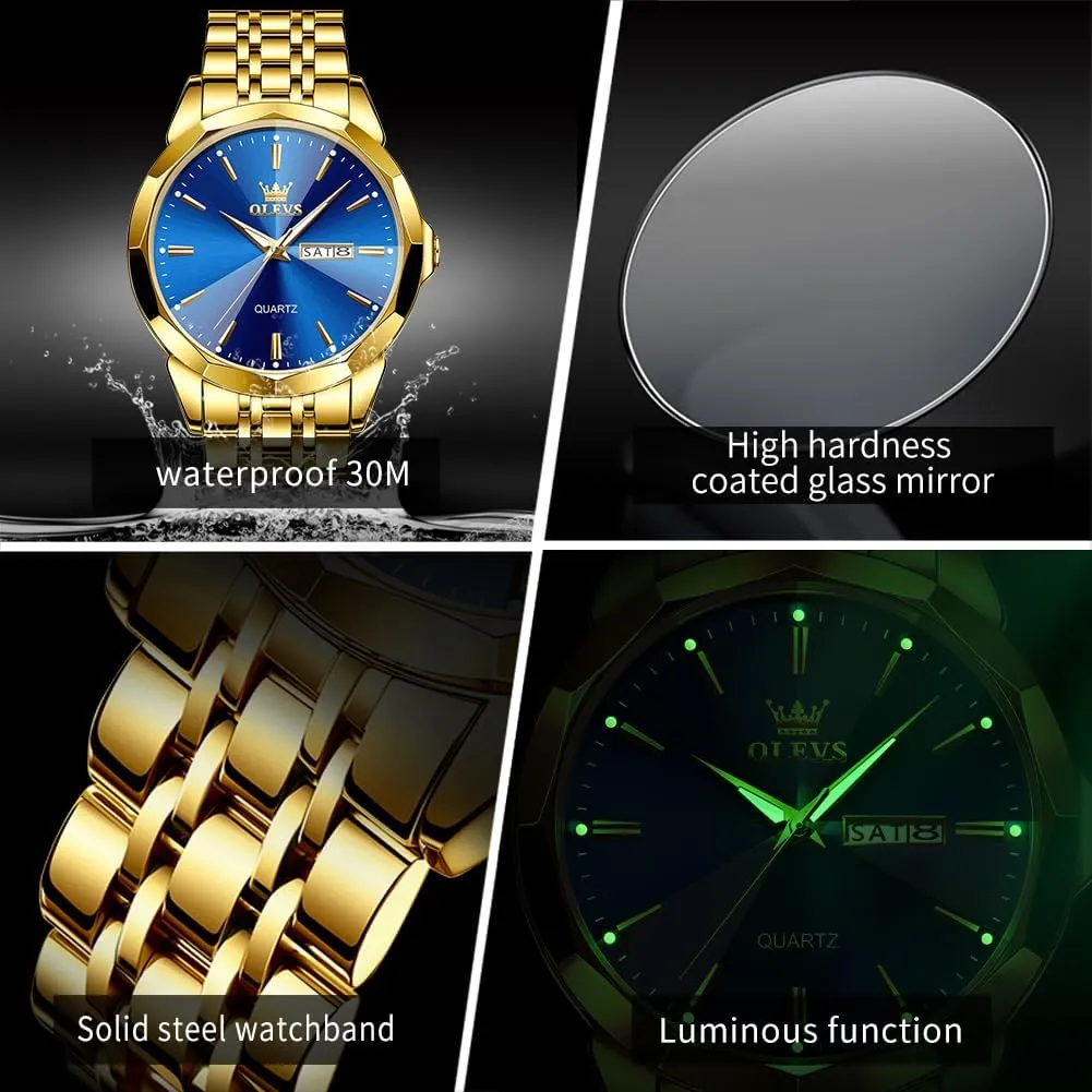 fashion obstruction varve Tone Casual Dress Watches OLEVS Watches for Men Two 