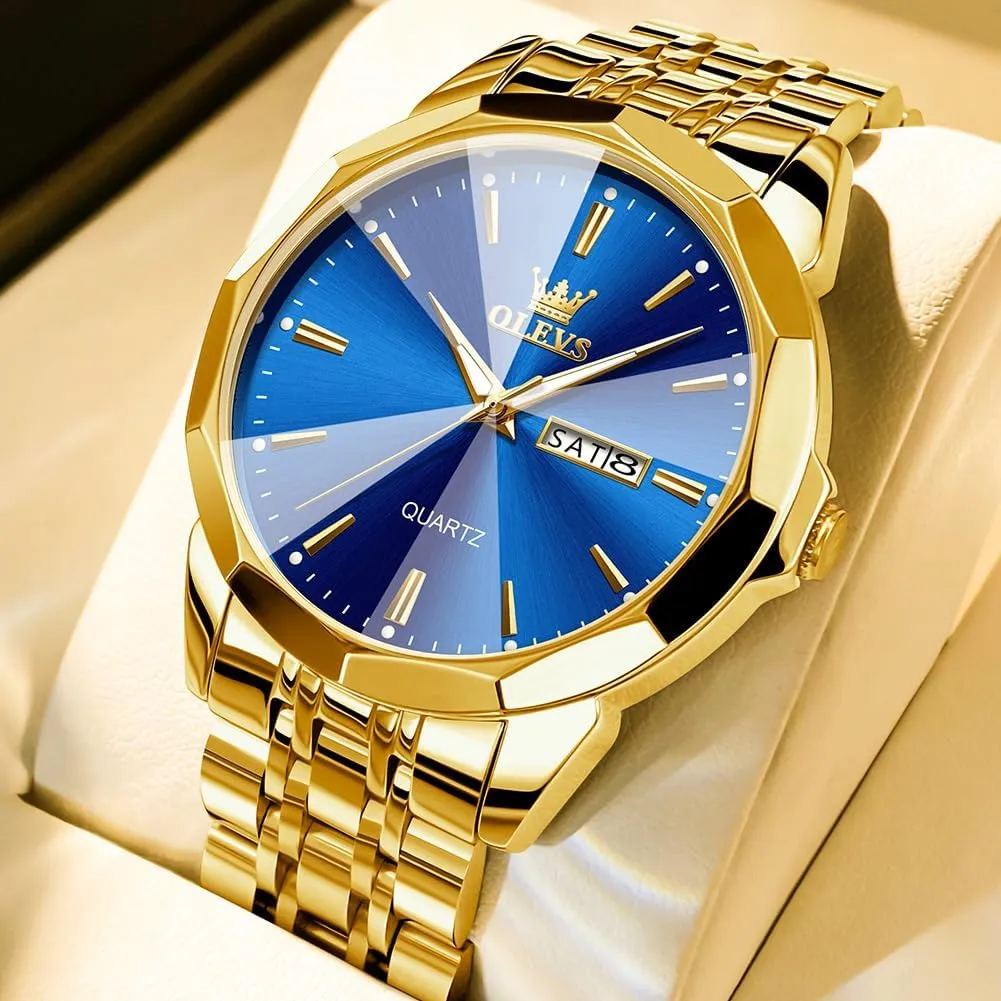 fashion obstruction varve Tone Casual Dress Watches OLEVS Watches for Men Two 