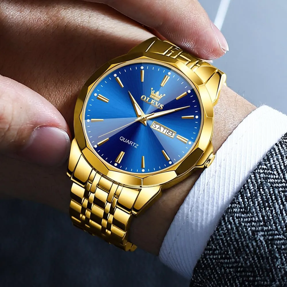 fashion obstruction varve Tone Casual Dress Watches OLEVS Watches for Men Two 