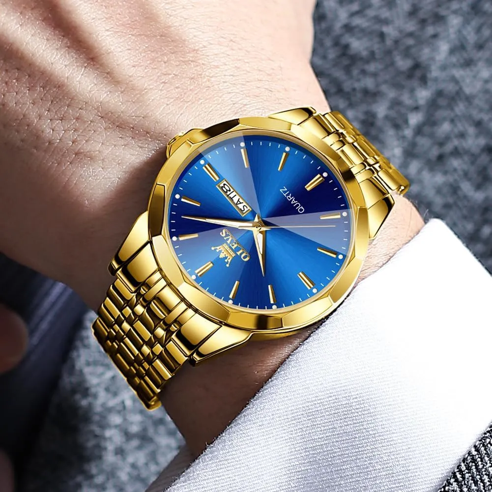 fashion obstruction varve Tone Casual Dress Watches OLEVS Watches for Men Two 