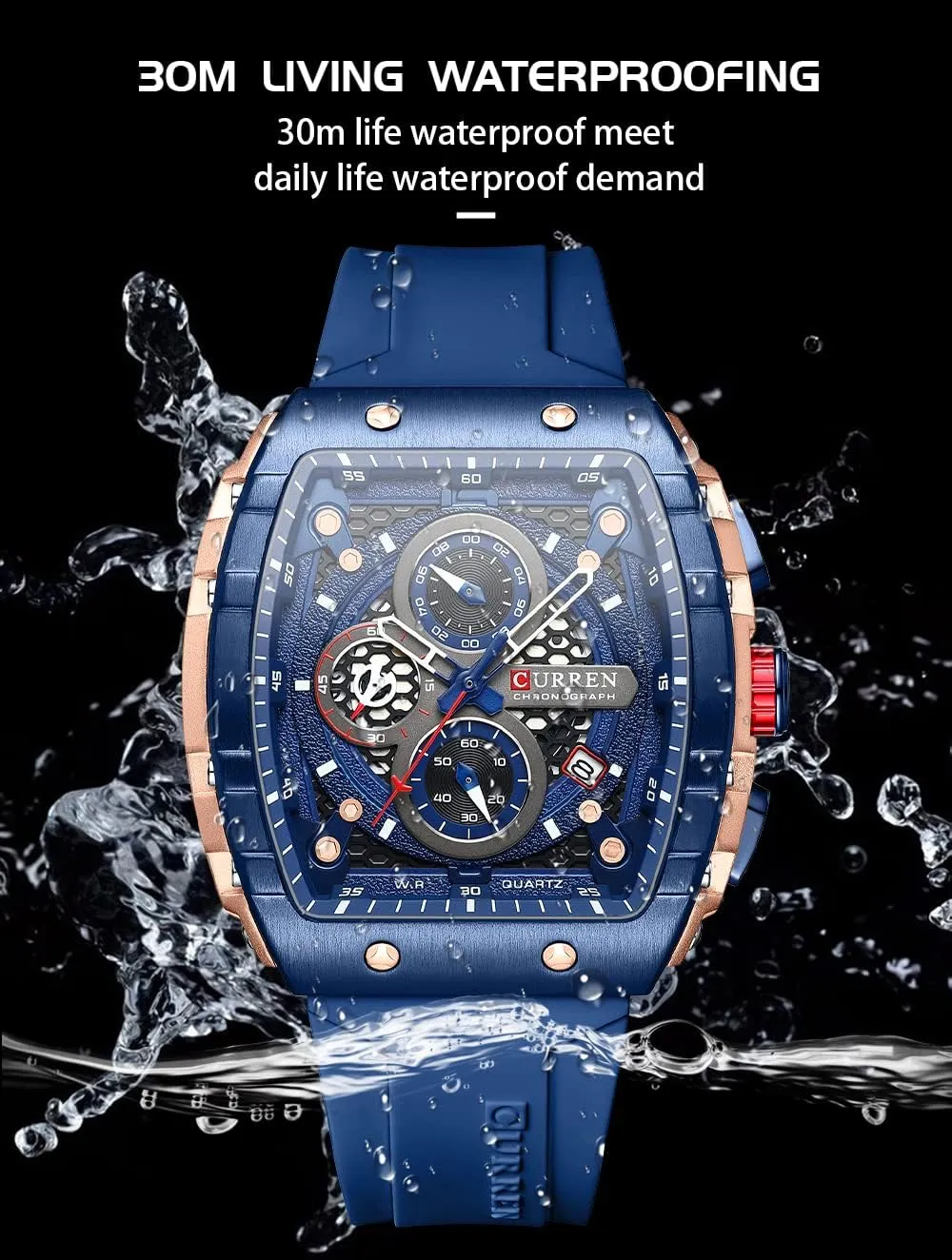 Fashion Quartz Business Dress Waterproof Sport potent aridity clinical volcano buffalo university Watch Silicone Strap FANMIS Men's Multifunction Military Analog Watch Big Face Luminous Chronograph 