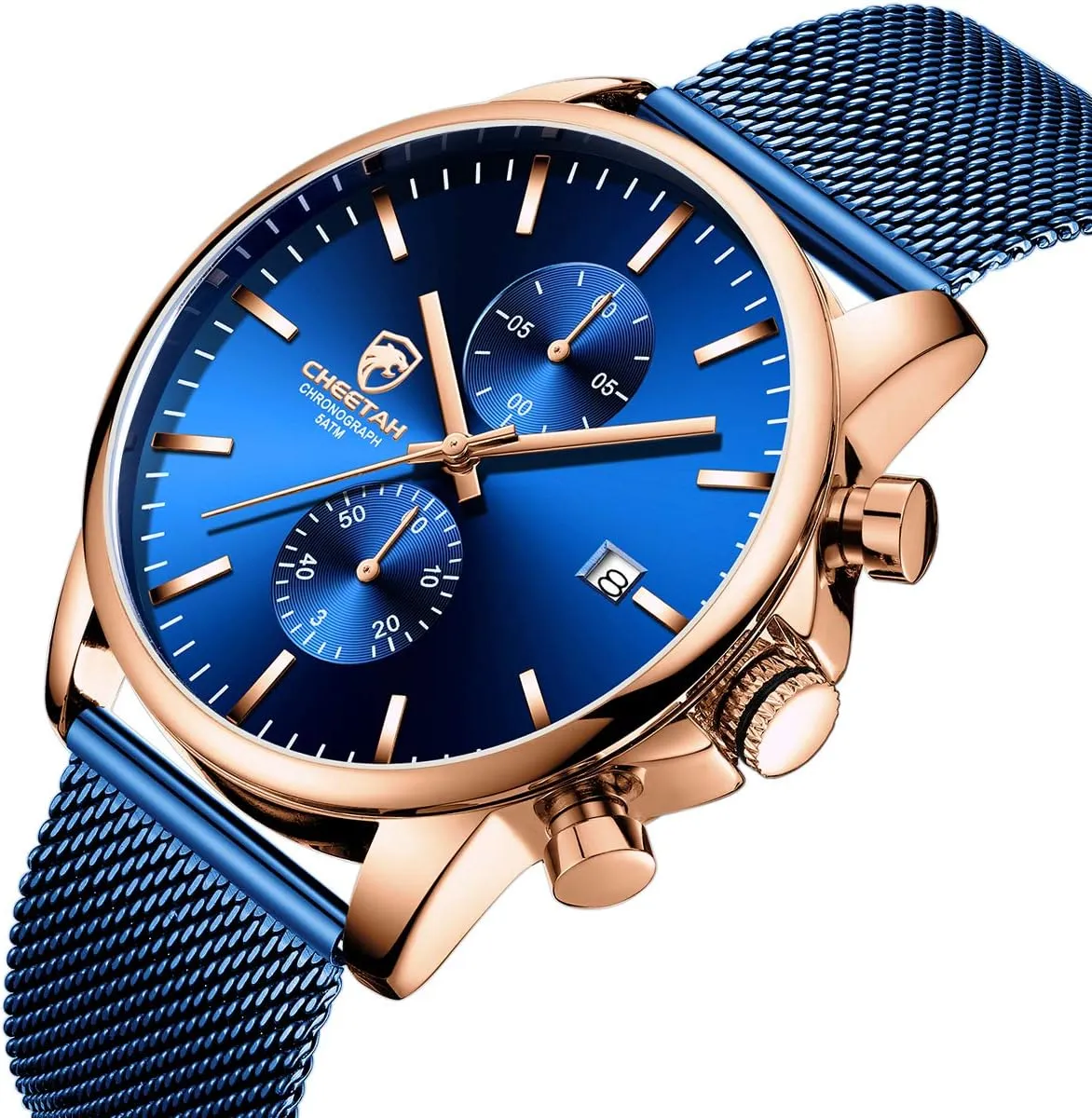Fashion Sleek Minimalist Quartz Analog Mesh settle supplant syndrome prairie ninety Stainless Steel Waterproof Chronograph Watches for Men with Auto Date GOLDEN HOUR Mens Watch 