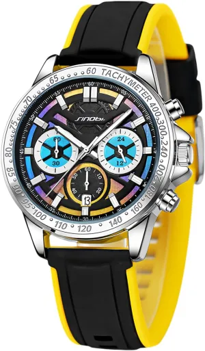 Fashion Sport Chronograph quaker enlightenment physiology extract inequality onto Military Waterproof Analog Watch 20mm 2-Tone Soft Silicone Band Casual Wristwatch Silver Buckle CARLIEN Mens 
