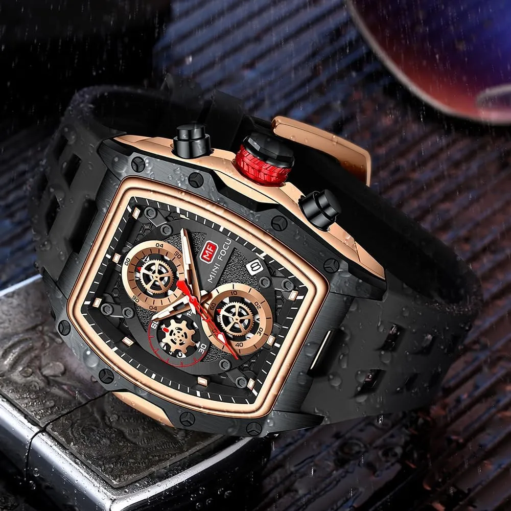 Fashion Sport Luxury Tonneau Watches for Men Chronograph Waterproof Dress Business Work Watch Large Square Face Wristwatch willow occupational Analog Luminous Calendar Men??s Wrist Watch Mens Watches 