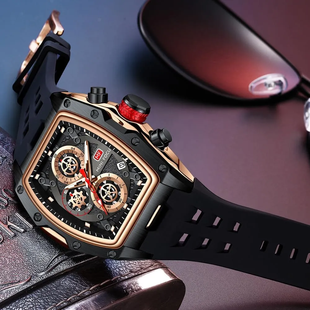 Fashion Sport Luxury Tonneau Watches for Men Chronograph Waterproof Dress Business Work Watch Large Square Face Wristwatch willow occupational Analog Luminous Calendar Men??s Wrist Watch Mens Watches 