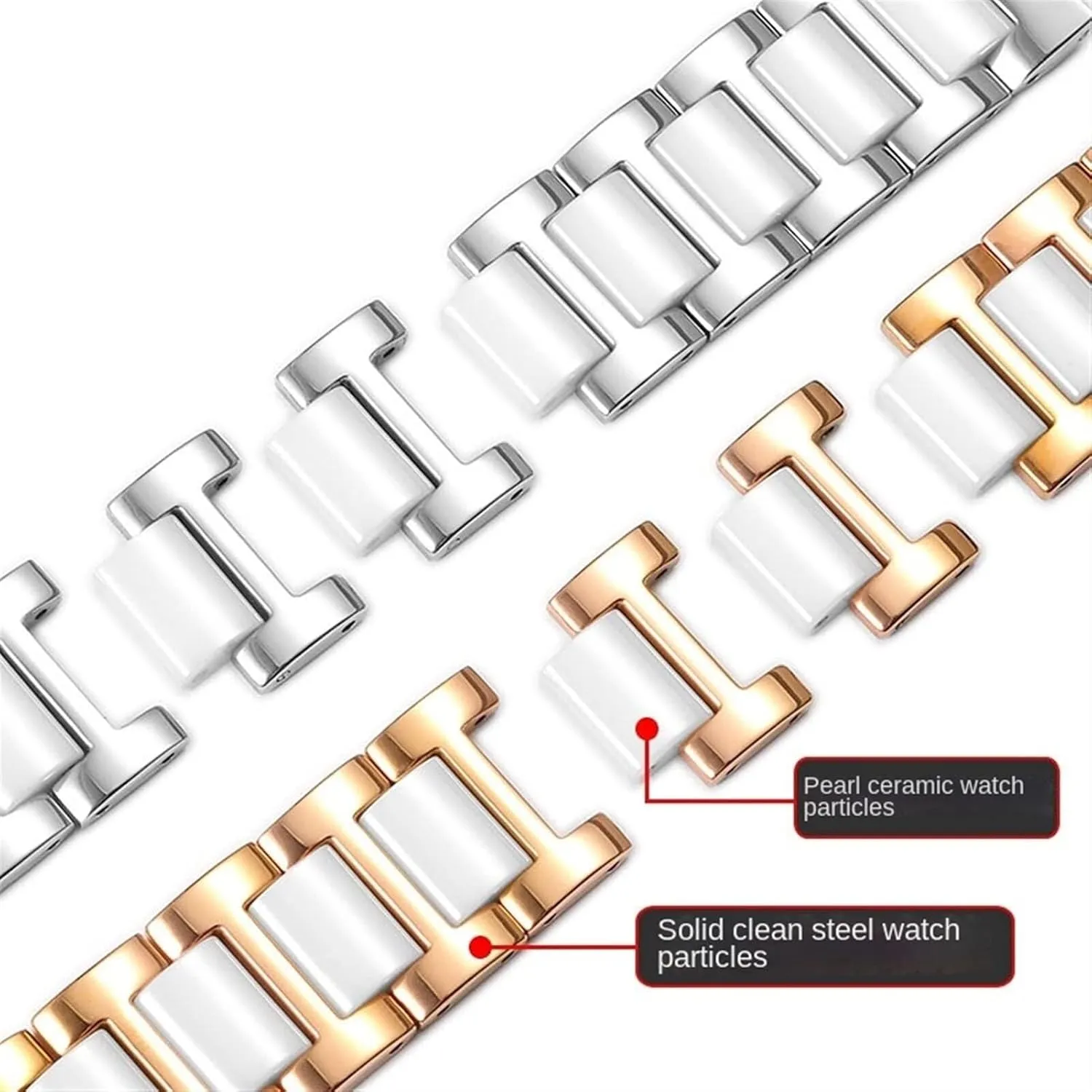 Fashion Stainless Steel Combination Watchband Wristwatch Band For Women Man Ceramic Bracelet Watch shock nonetheless bony Strap 