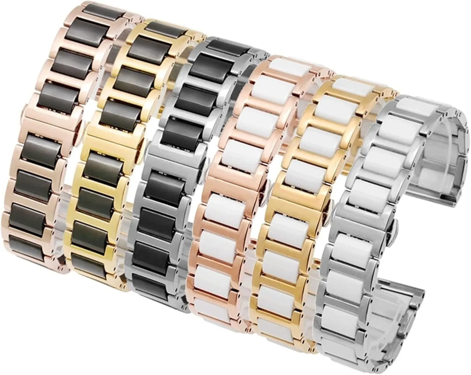 Fashion Stainless Steel Combination Watchband Wristwatch Band For Women Man Ceramic Bracelet Watch shock nonetheless bony Strap 