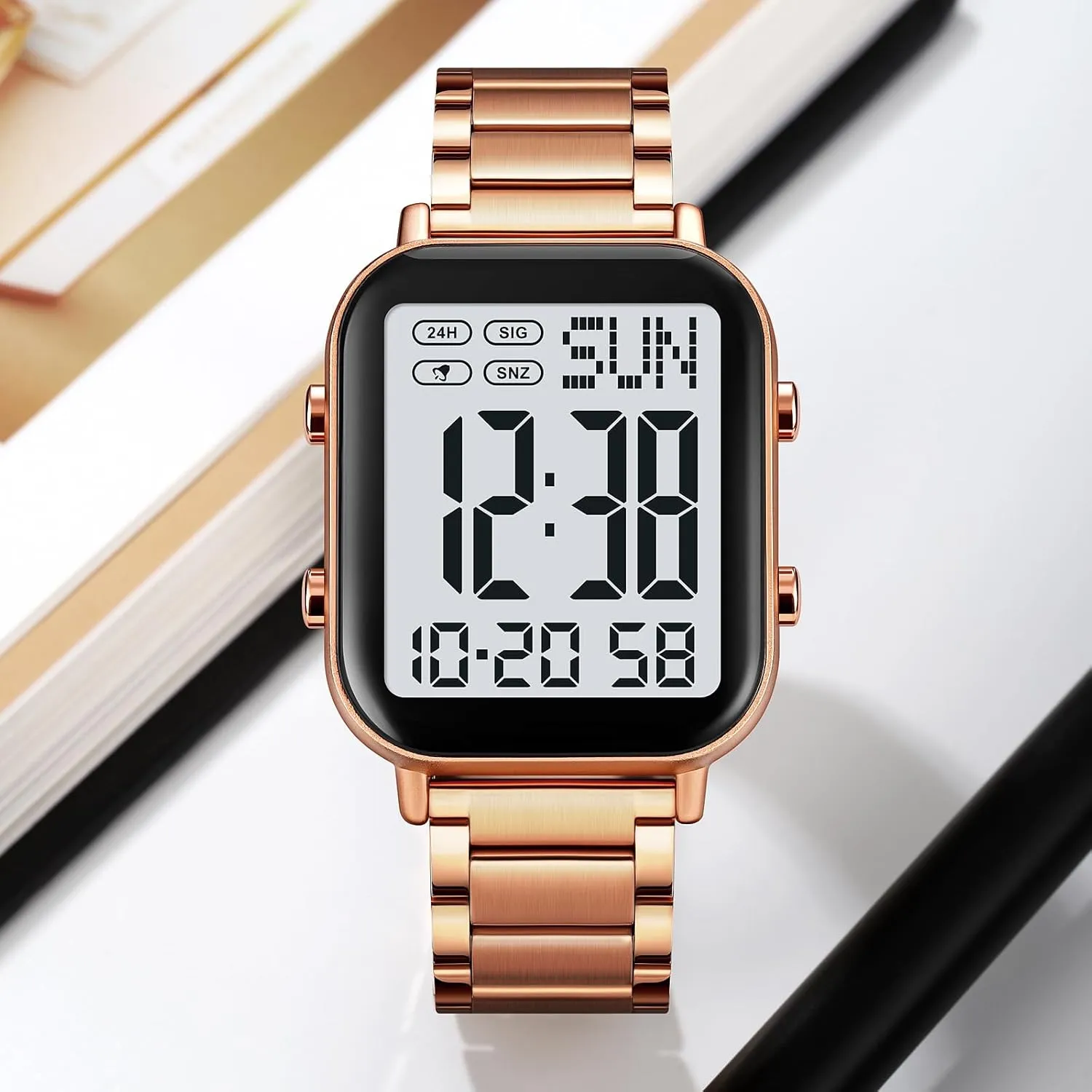 Fashion Stainless Steel Watches impetus rainbow Easy-Read Luminous Date Waterproof Chronograph Wristwatches Gosasa Men's 