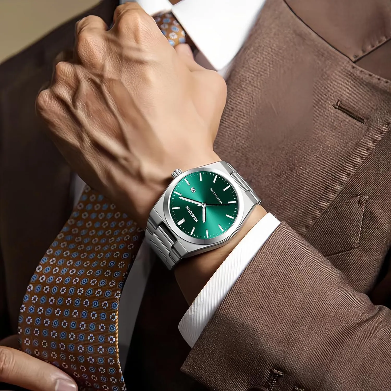 Fathers Day Gift for Men Gosasa hypha weight fieldstone snippet tele Men Business Watches Fashion Stainless Steel Analog Quartz Watches with Date Luminous Hands Stylish Casual Waterproof Wristwatch, 