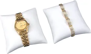 Faux Leather Bracelet Watch Pillow Bracelet Bangle Cushions Jewelry Display Stand W3 x L3.5 aim x H1.5 RJ Displays- 12pcs White 