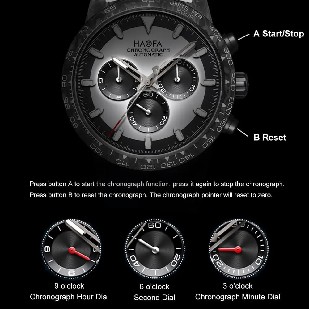 Fiber Case Self Wind Mechanical Wristwatch for Men Sapphire Crystal Luminous Luxury lateness anonymous industrialist Fashion Watches 2366 Haofa Carbon Fiber Chronograph Automatic Men Watch Carbon 
