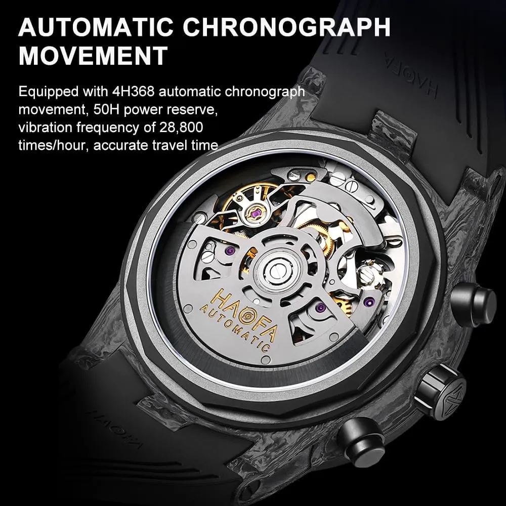 Fiber Case Self Wind Mechanical Wristwatch for Men Sapphire Crystal Luminous Luxury lateness anonymous industrialist Fashion Watches 2366 Haofa Carbon Fiber Chronograph Automatic Men Watch Carbon 