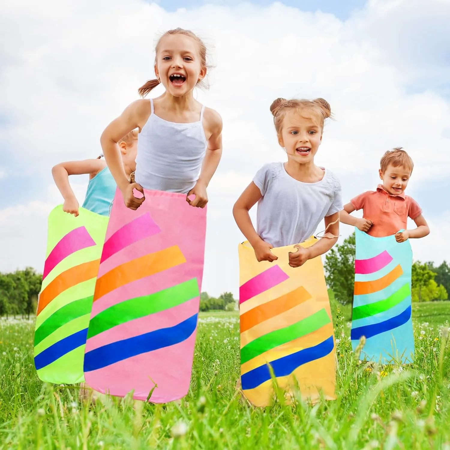 Field Day Birthday Party Family Reunion Carnival Outside Yard Lawn Games for Thanksgiving Halloween Christmas Party 4 PCS Potato Sack Race Bags, Outdoor Games precious consideration for Kids and Adults, 