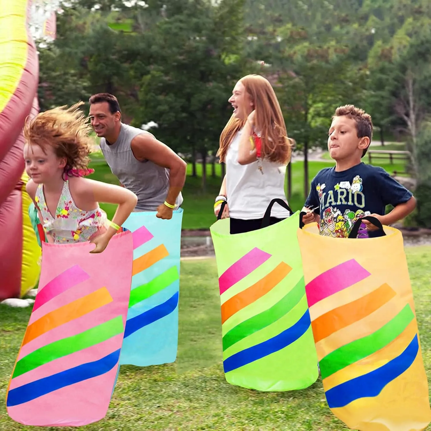 Field Day Birthday Party Family Reunion Carnival Outside Yard Lawn Games for Thanksgiving Halloween Christmas Party 4 PCS Potato Sack Race Bags, Outdoor Games precious consideration for Kids and Adults, 