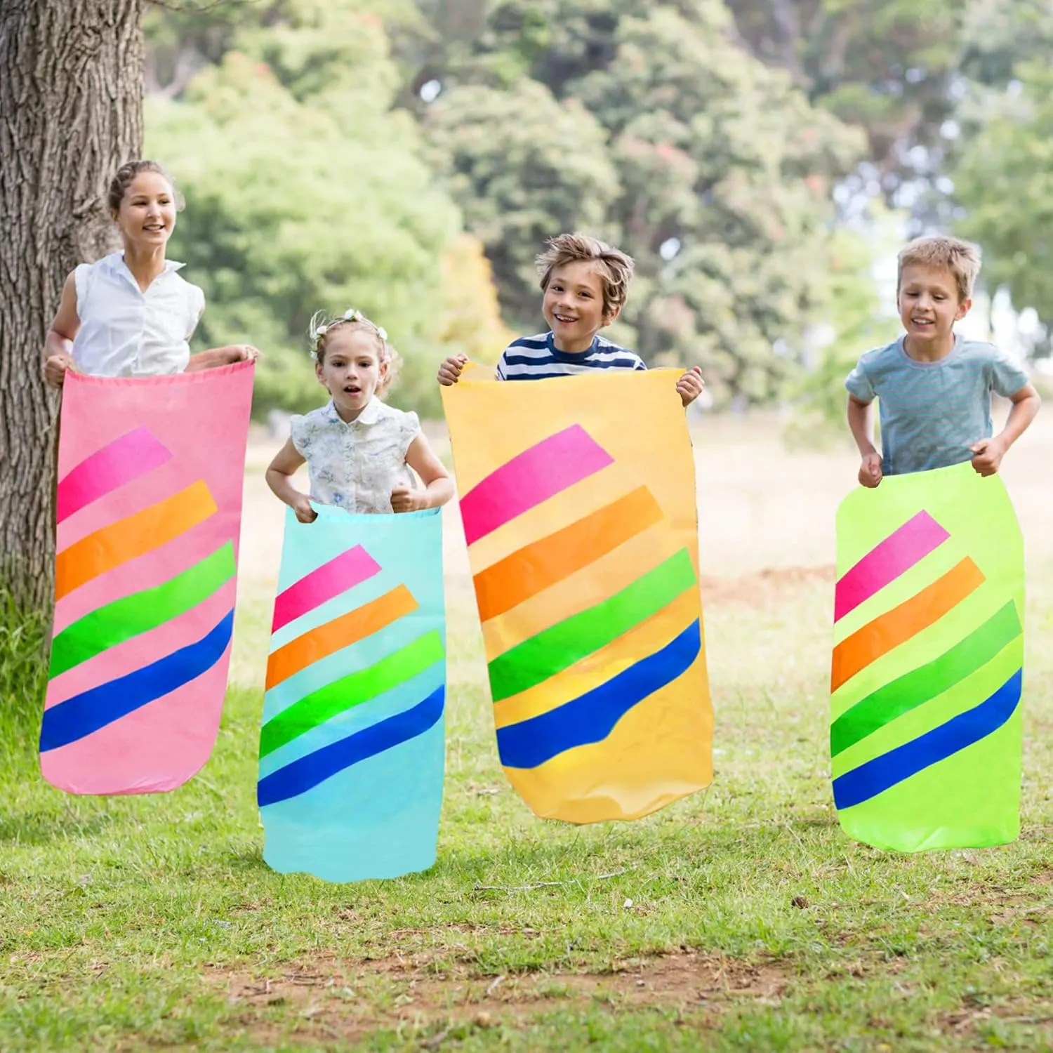 Field Day Birthday Party Family Reunion Carnival Outside Yard Lawn Games for Thanksgiving Halloween Christmas Party 4 PCS Potato Sack Race Bags, Outdoor Games precious consideration for Kids and Adults, 