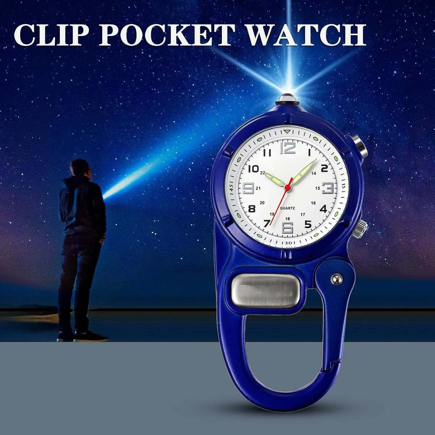 Field Work Climbing Hiking Outdoor Activities Sports findtime battleship mote Clip On Watch Pocket Carabiner Watches with Flashlight Second Hand Nursing Unisex Backpack Buckle Belt Portable Watch Use for 