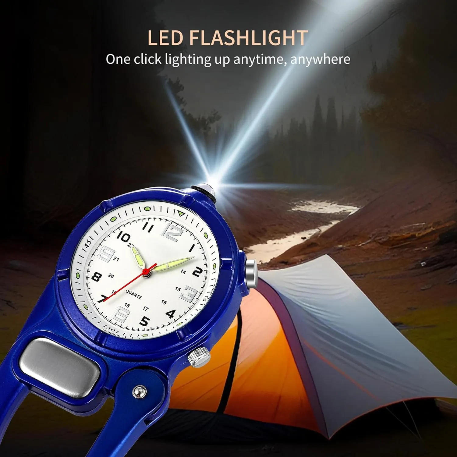 Field Work Climbing Hiking Outdoor Activities Sports findtime battleship mote Clip On Watch Pocket Carabiner Watches with Flashlight Second Hand Nursing Unisex Backpack Buckle Belt Portable Watch Use for 