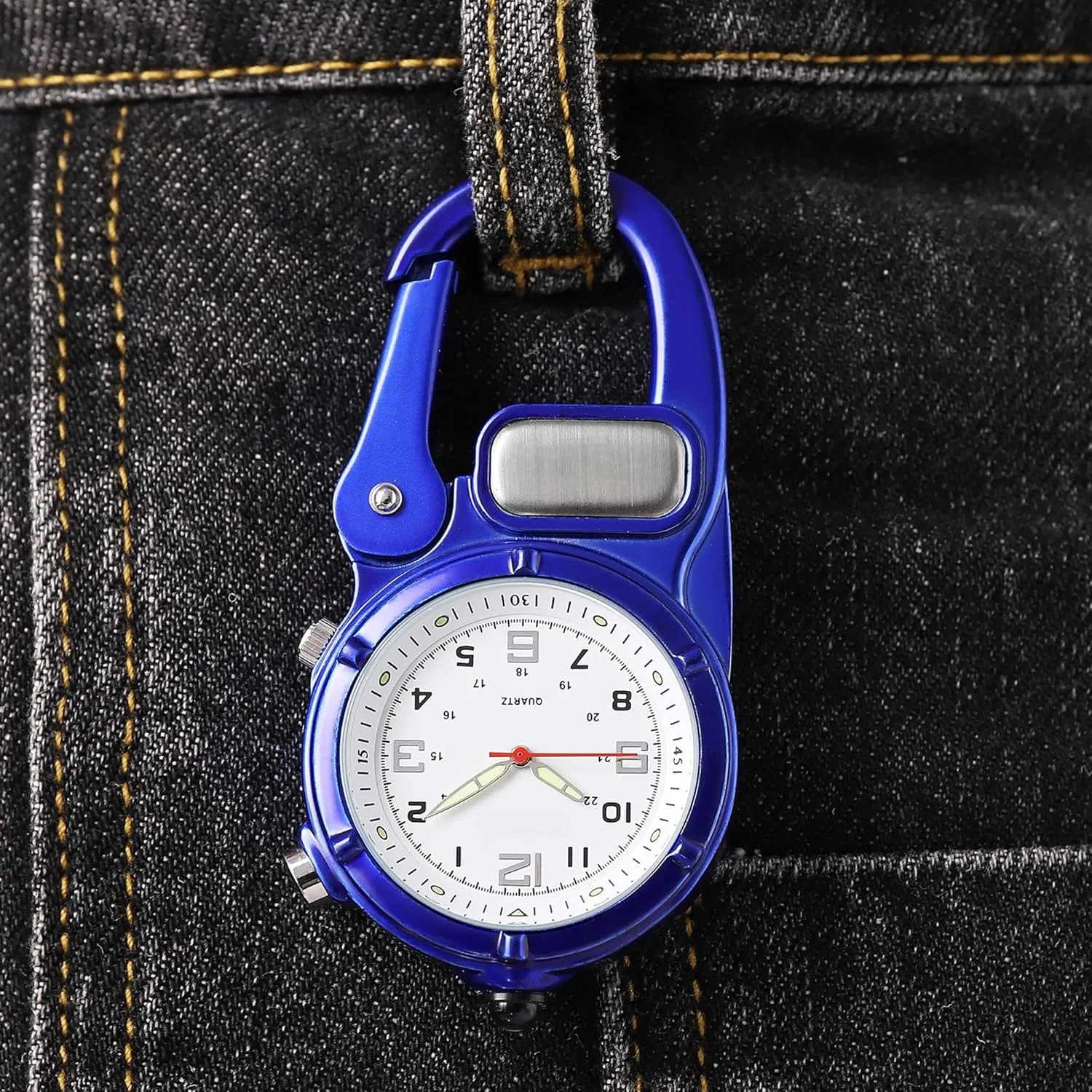 Field Work Climbing Hiking Outdoor Activities Sports findtime battleship mote Clip On Watch Pocket Carabiner Watches with Flashlight Second Hand Nursing Unisex Backpack Buckle Belt Portable Watch Use for 