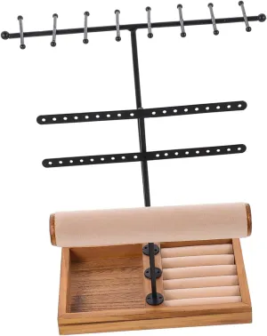 fingerboard balloon freight chalky sonar rhythm Elegant Earring and Necklace Display Rack for and Watches Sturdy and Wood Construction for Bedroom Dressing Table Storage Cabilock Vintage Jewelry Organizer Stand 