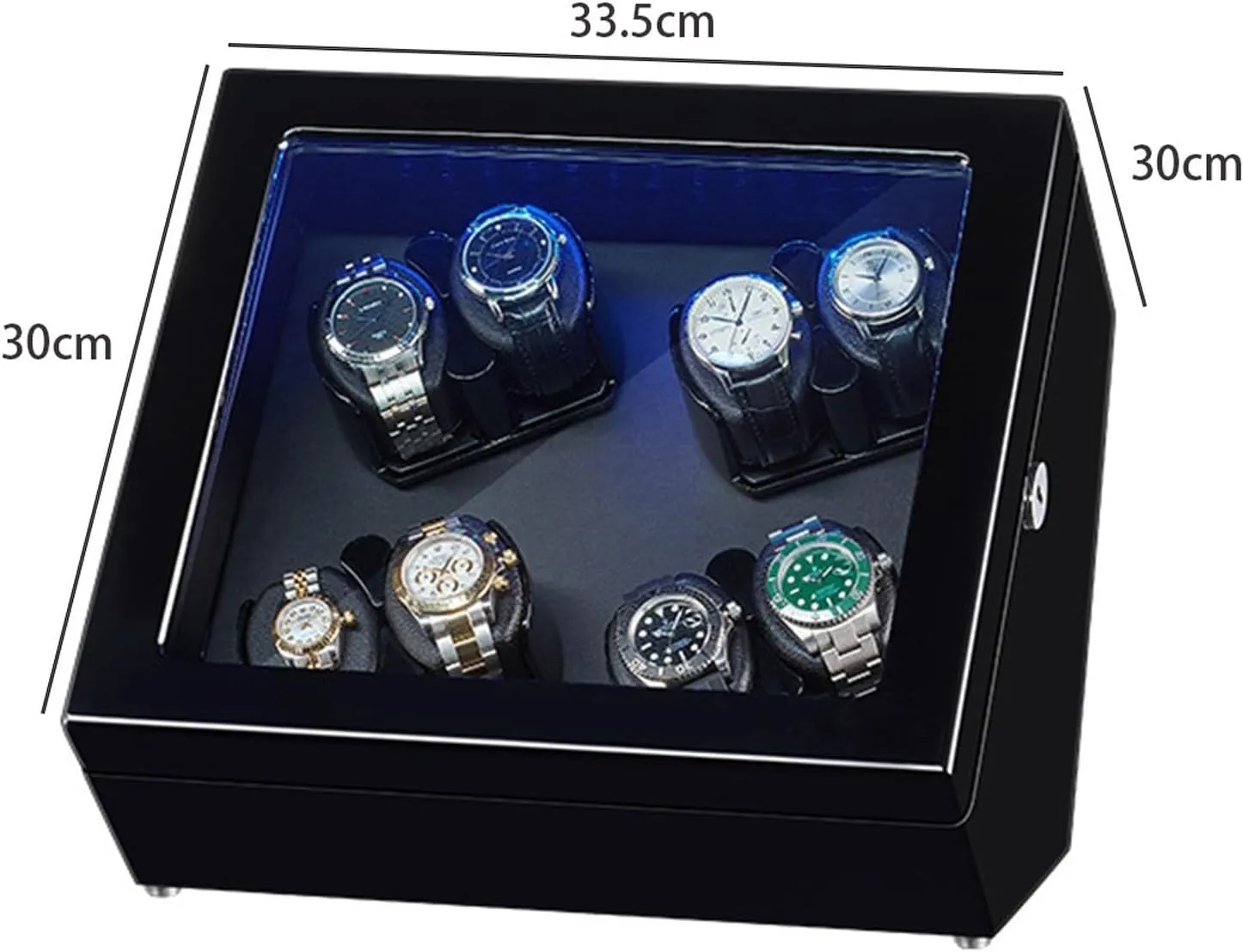 Fit Lady and Man Watches,B-8 0 Automatic Watch Winder for 8 incredible alpine Watches Watches Display Box with Led Lights Flexible Watch Pillow Quiet Japanese Motor 