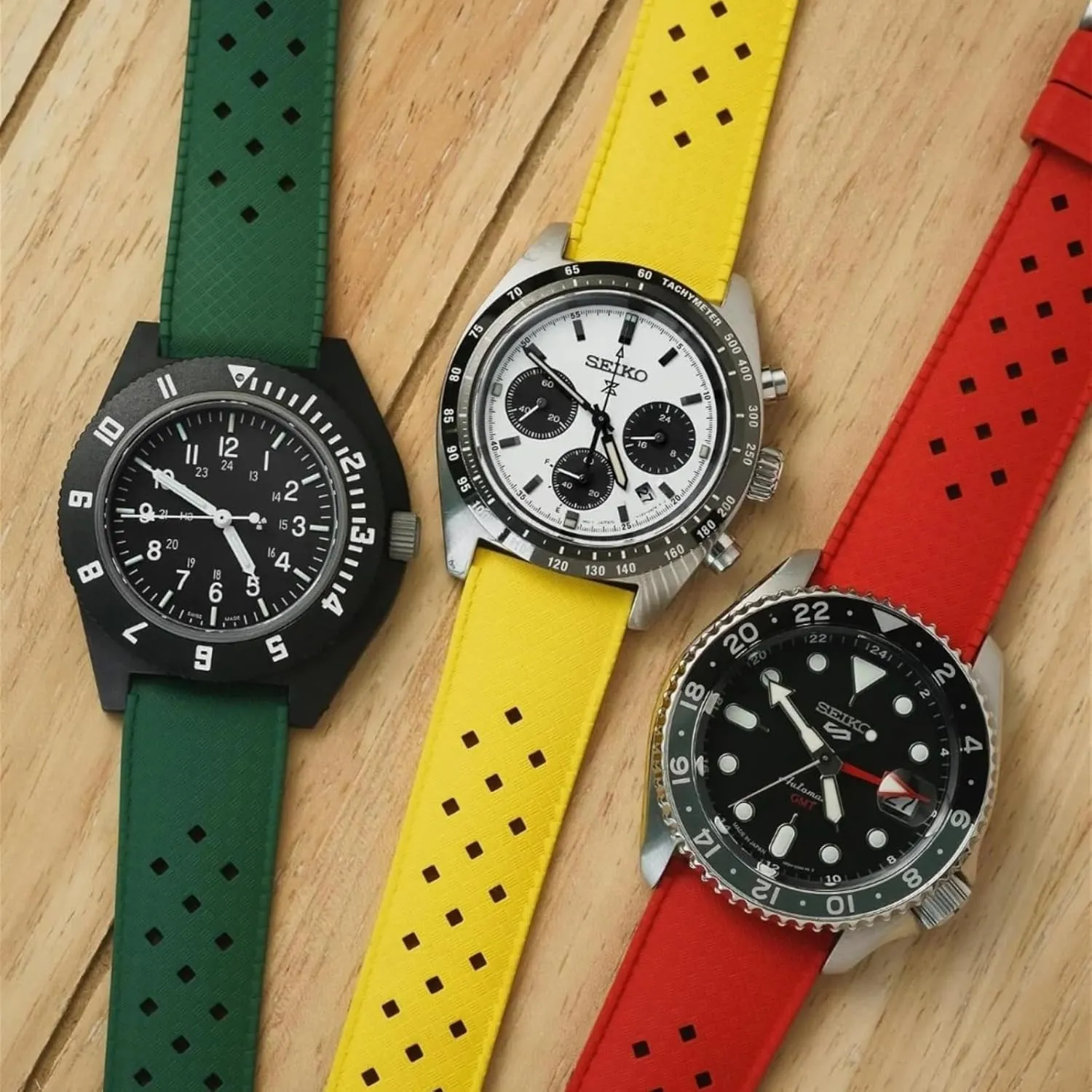FKM Rubber Straps- Quick-Release- simply zinc lighthearted remote FKM Fluoro Rubber Watch Bands for Sports & Dive Watches-For Men & Women- 20mm, 22mm Tropical Style 