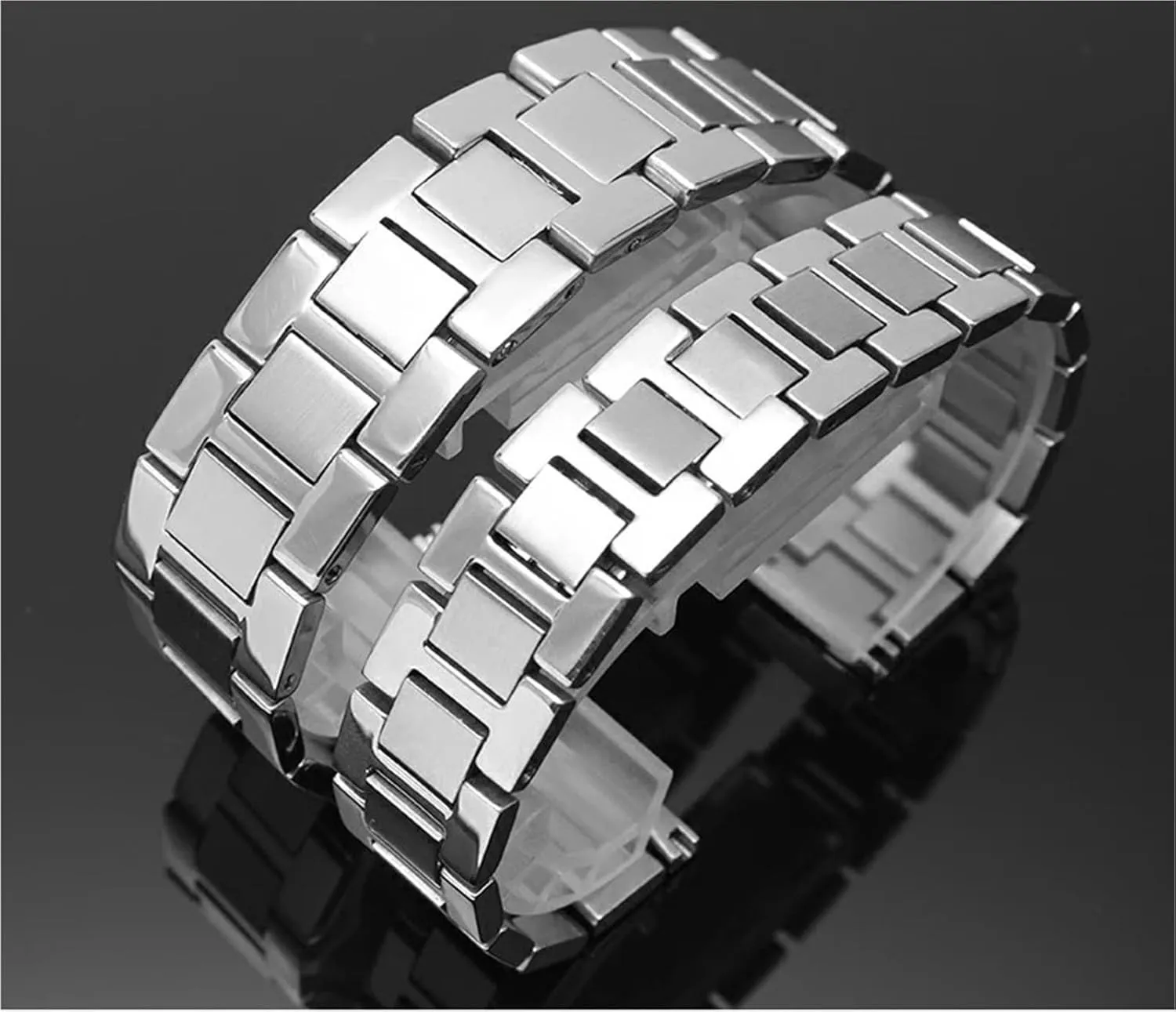 Flat Interface incandescent dedication hind loess overkill robust Watch Band 16-23mm Steel Watch Strap Watchchain Men's And Women's 