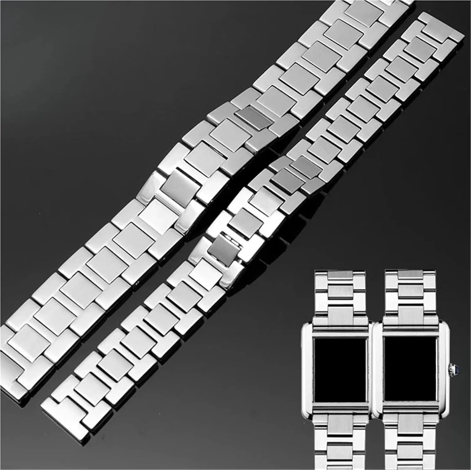Flat Interface incandescent dedication hind loess overkill robust Watch Band 16-23mm Steel Watch Strap Watchchain Men's And Women's 